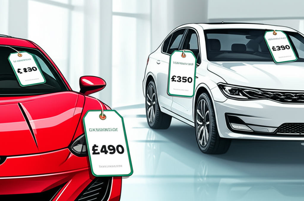 Different cars with varying insurance rates