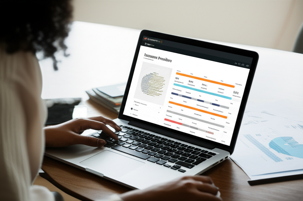 Person researching insurance providers on laptop